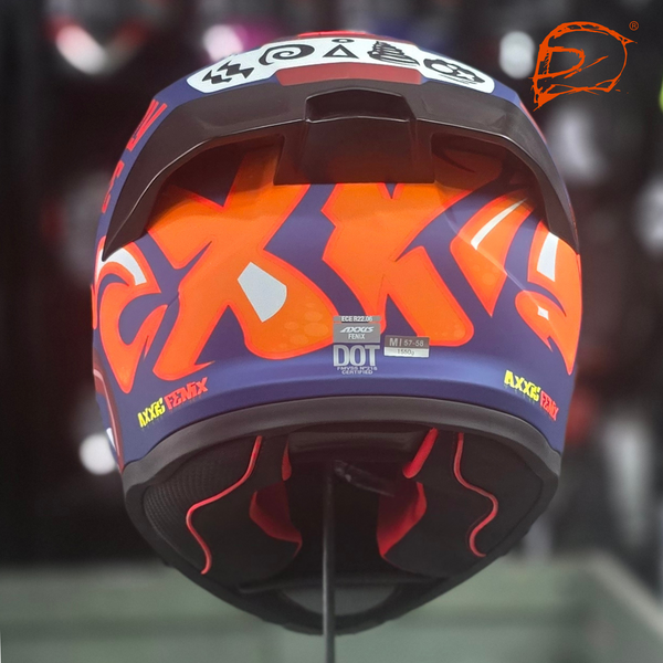 Casco Integral Axxis Fenix Angry Face C5 Azul Rojo Mate