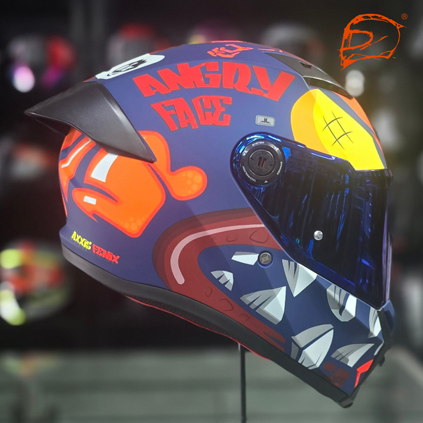 Casco Integral Axxis Fenix Angry Face C5 Azul Rojo Mate