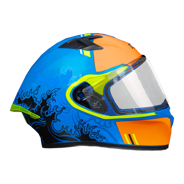 Casco Integral Hro 523Dv Hokusai Azul Naranja