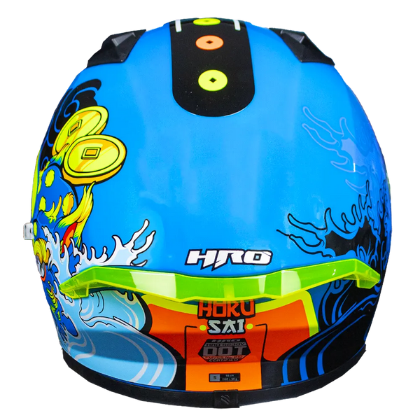 Casco Integral Hro 523Dv Hokusai Azul Naranja