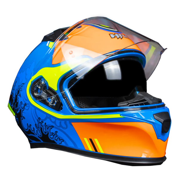 Casco Integral Hro 523Dv Hokusai Azul Naranja