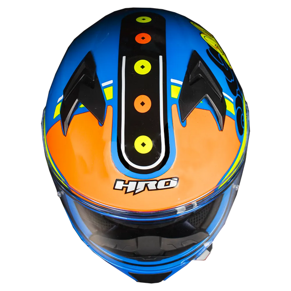 Casco Integral Hro 523Dv Hokusai Azul Naranja