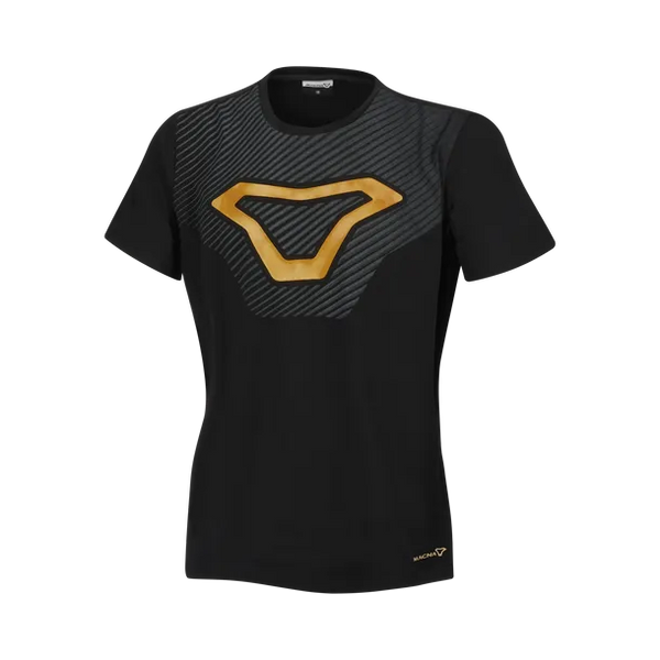 Evas Camisa Negra Con Amarillo Playera Macna Para Mujer Logo Negro