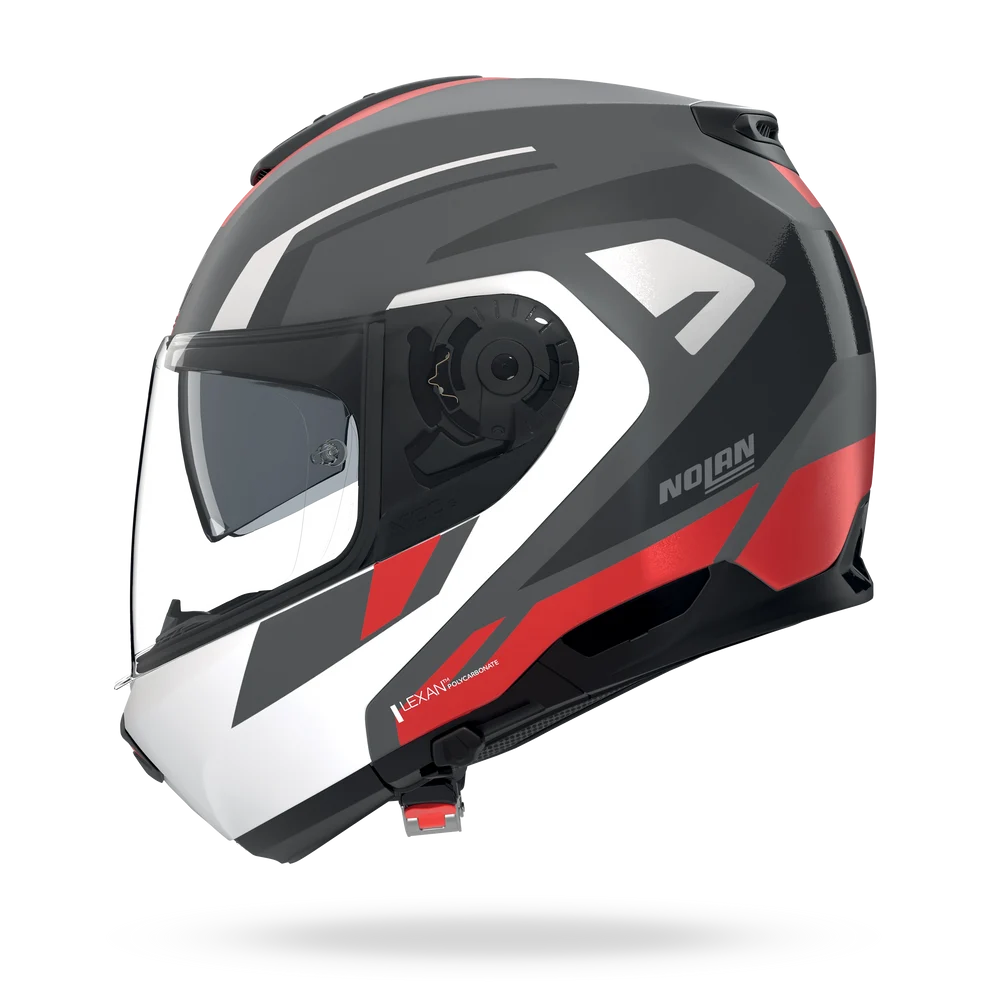 Casco Abatible Nolan N100-6 Cinetico Gris Blanco Rojo Lava Mate