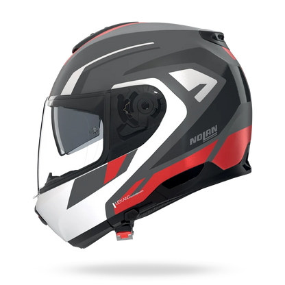 Casco Abatible Nolan N100-6 Cinetico Gris Blanco Rojo Lava Mate