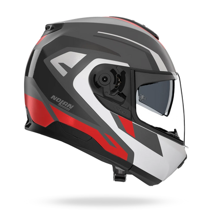 Casco Abatible Nolan N100-6 Cinetico Gris Blanco Rojo Lava Mate