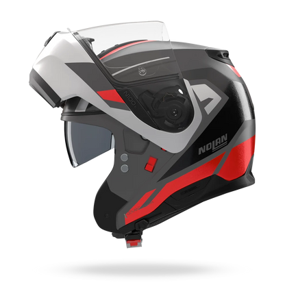 Casco Abatible Nolan N100-6 Cinetico Gris Blanco Rojo Lava Mate
