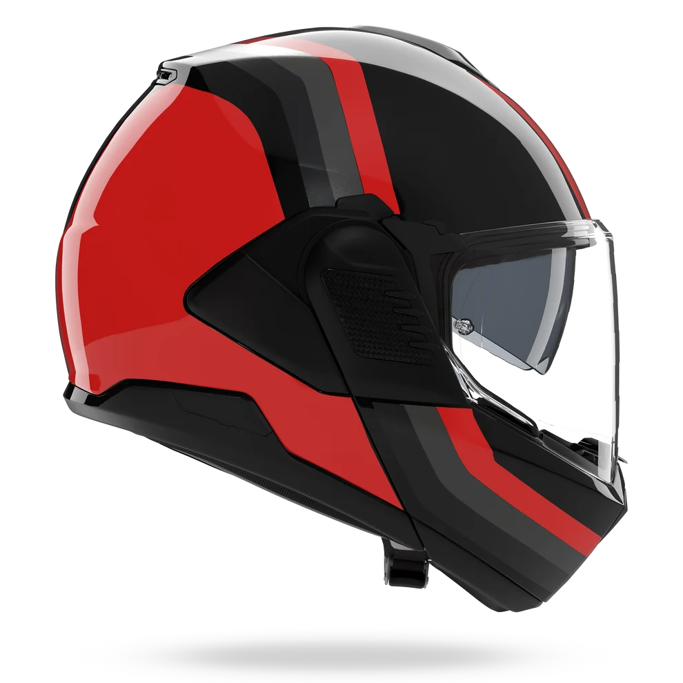 Casco Nolan Abatible N120-1 Lineo 180 Grados Rojo Negro Gris Brillo