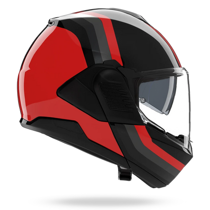 Casco Nolan Abatible N120-1 Lineo 180 Grados Rojo Negro Gris Brillo