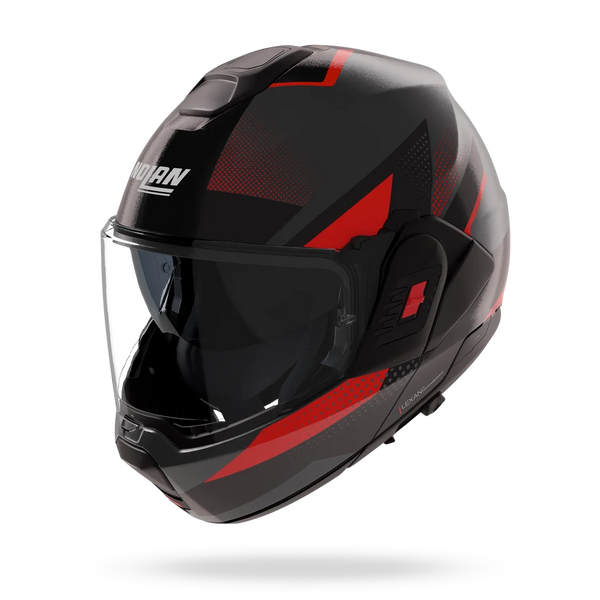 Casco Abatible Nolan 180 Grados N120 Ciclone Gris Negro Rojo Lava