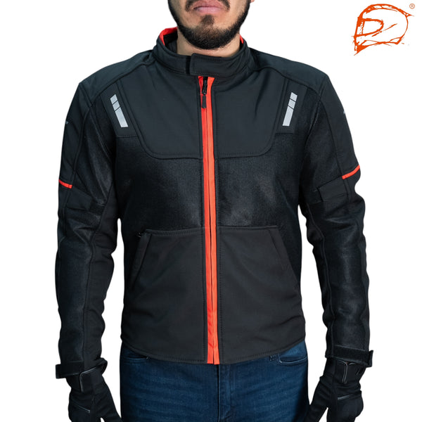 Chamarra Con Protecciones Hebotech Luzern Iii Roja Negro