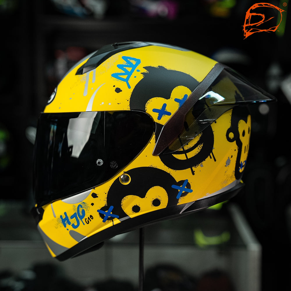 HJC Casque Moto Intégral Enfant C10 GETI MC3SF - Taille S (55-56 Cm) - Écran HJ-34P Anti-rayures - Ventilation ACS - Préparé Pinlock