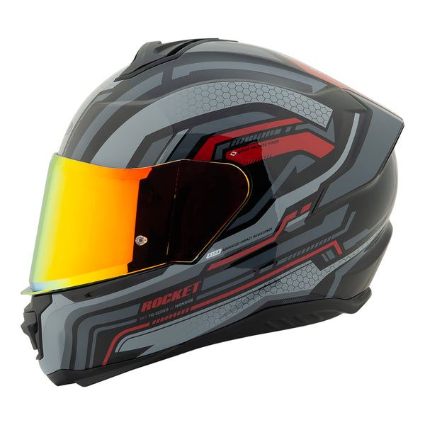 Casco Integral RKT 110 Highside Carbon Navy Rojo Brillo