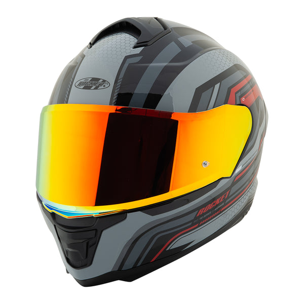 Casco Integral RKT 110 Highside Carbon Navy Rojo Brillo