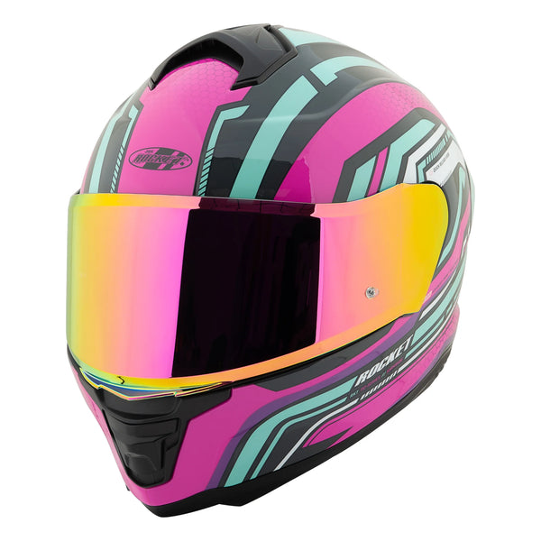Casco Integral Joe Rocket RKT 110 Highside Rosa Verde Brillo