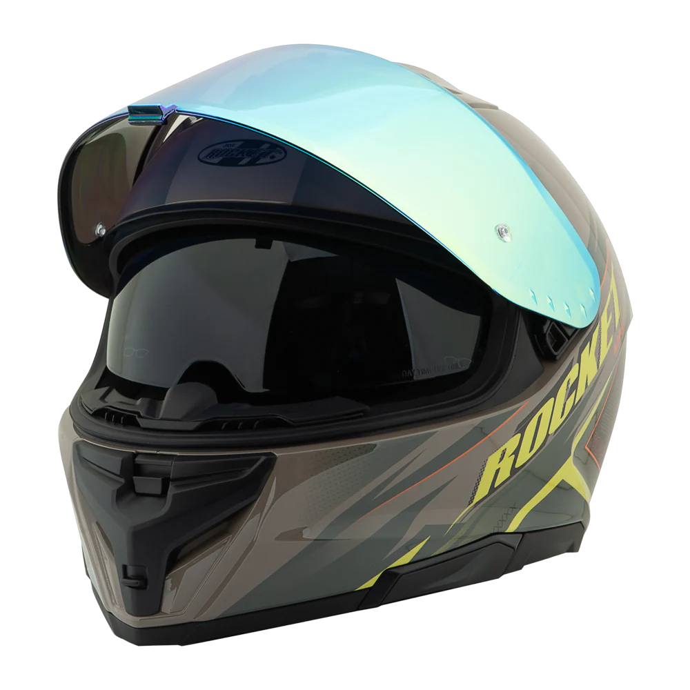 Casco Integral RKT 210 Sonic Marron Amarillo Brillo