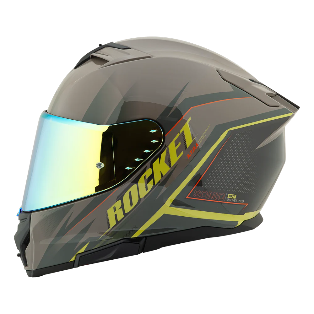 Casco Integral RKT 210 Sonic Marron Amarillo Brillo