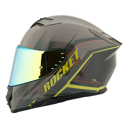Casco Integral RKT 210 Sonic Marron Amarillo Brillo