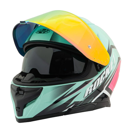 Casco Integral RKT 210 Sonic Rosa Turqueza Brillo