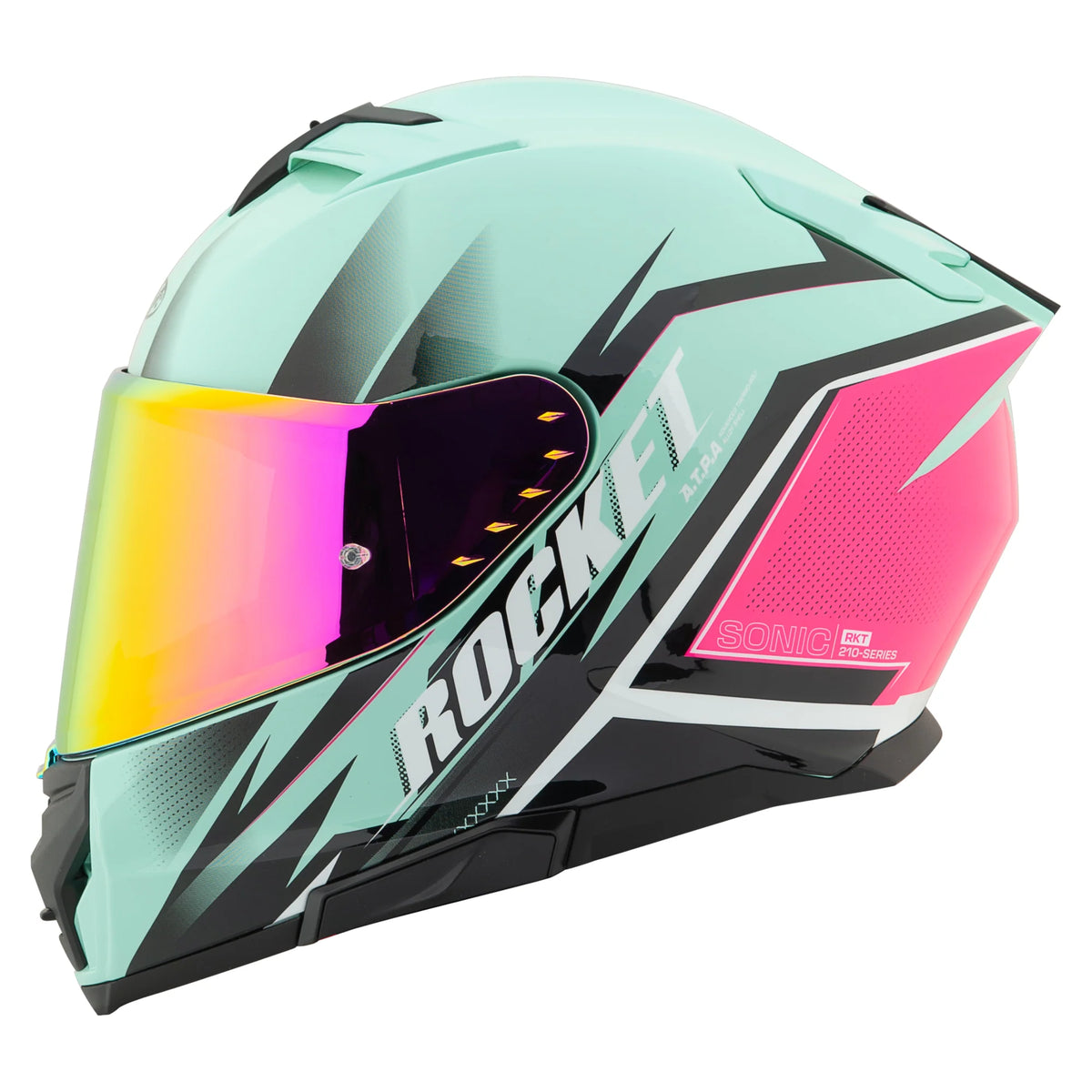 Casco Integral RKT 210 Sonic Rosa Turqueza Brillo