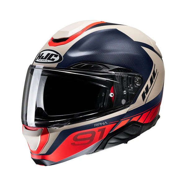 Casco Abatible Hjc Rpha 91 Carbon Rafino Mc1Sf Rojo