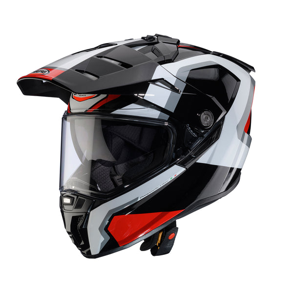 Casco Adventure Caberg Tanami Scram Negro Rojo Gris