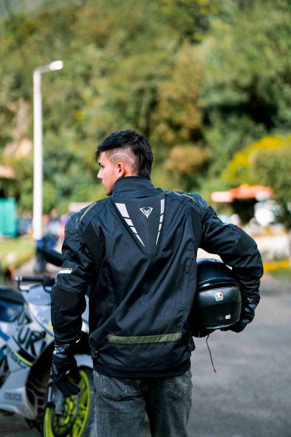 Chamarra De Moto Giacomo Racer Negro Oliva