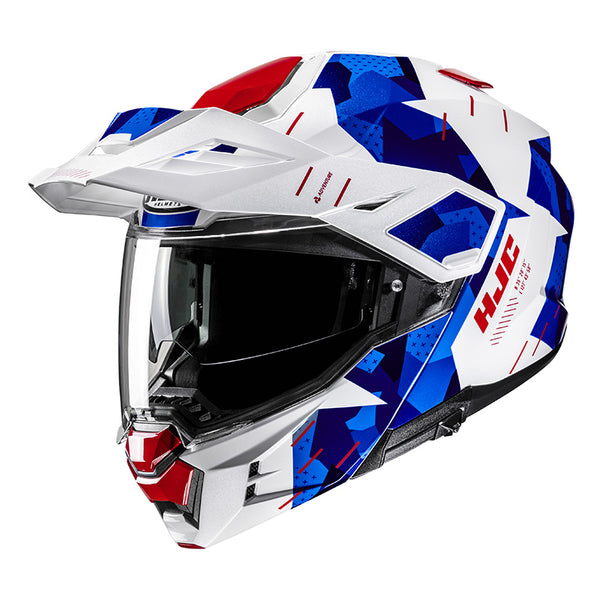 Casco HJC Abatible I80 Adventure Roki Azul Rojo Blanco Brillo