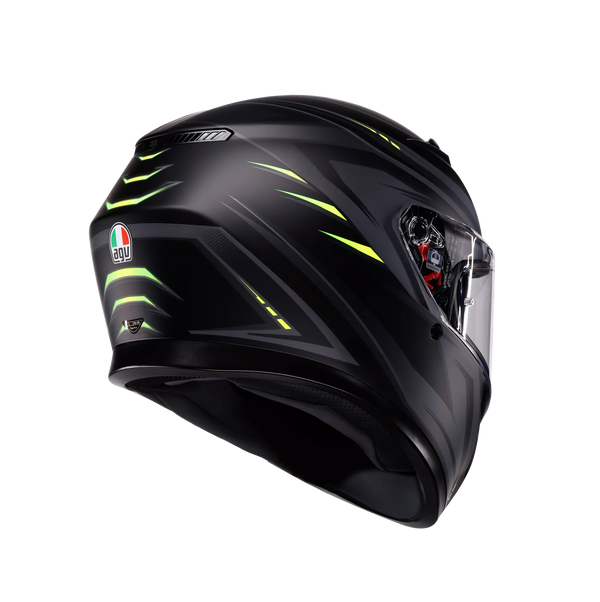 Casco Integral Agv K-3 Mpkl Negro Amarillo Fluo Mate