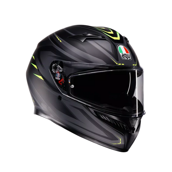 Casco Integral Agv K-3 Mpkl Negro Amarillo Fluo Mate