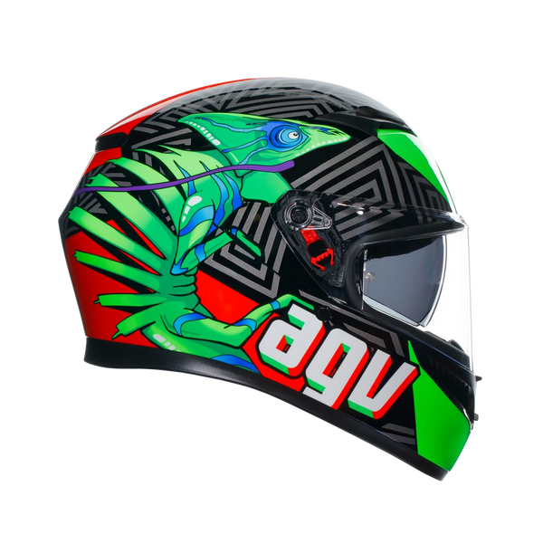Casco Integral Agv K3 E2206 Kamaleon Verde Rojo