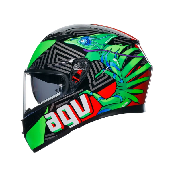 Casco Integral Agv K3 E2206 Kamaleon Verde Rojo