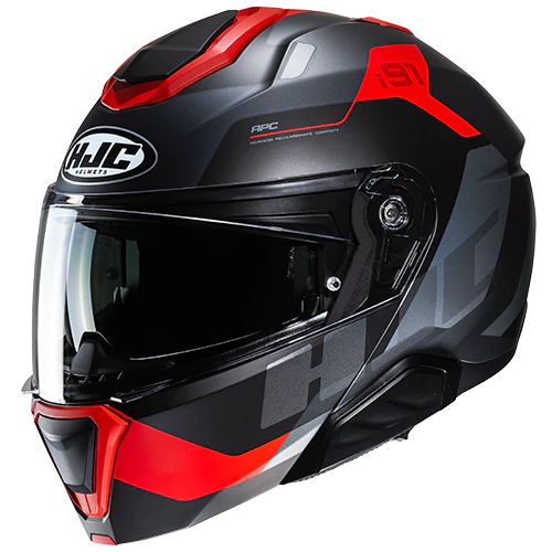 Casco Hjc I91 Abatible Carst Mate Negro Gris Rojo Ece