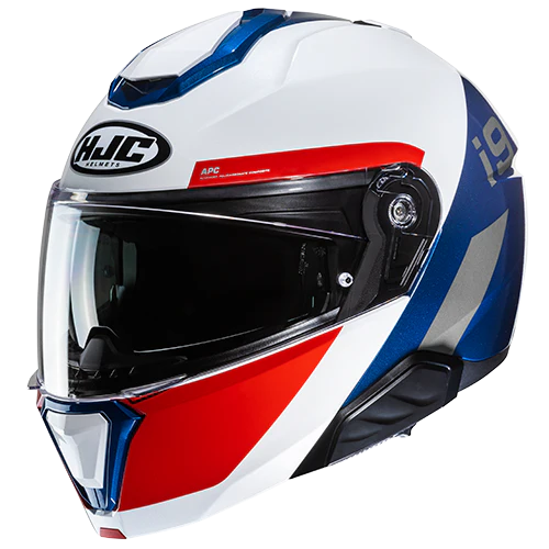 CASCO ABATIBLE HJC I91 BINA MC21 BLANCO AZUL ROJO