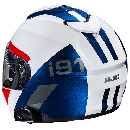 CASCO ABATIBLE HJC I91 BINA MC21 BLANCO AZUL ROJO