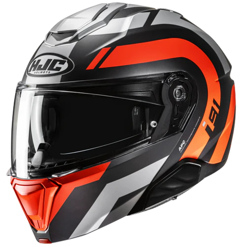 Casco Abatible Hjc I91 Arven MC6HSF Negro Naranja Gris