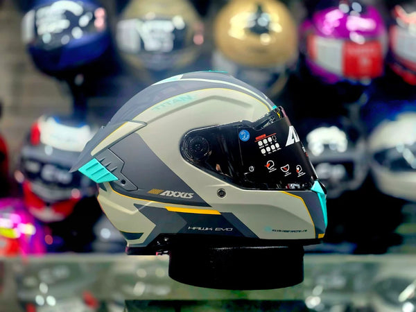 Casco Integral Axxis Hawk Titan C6 Gris Verde Amarillo