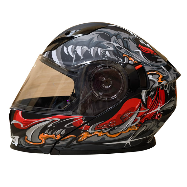 Casco Abatible R7 Expert Poison Fang Negro Rojo Mate