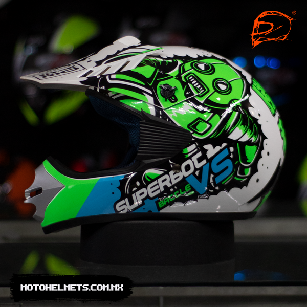 Casco Niño Yoge Cross Robot Verde