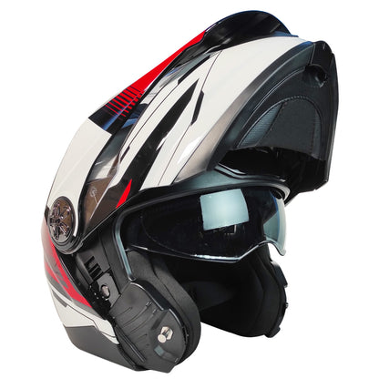 Casco Abatible Cross/Street Tech X2  TX 909 Negro/blanco/rojo - Moto Helmets  -  - Abatibles, Cascos, Doble Propósito