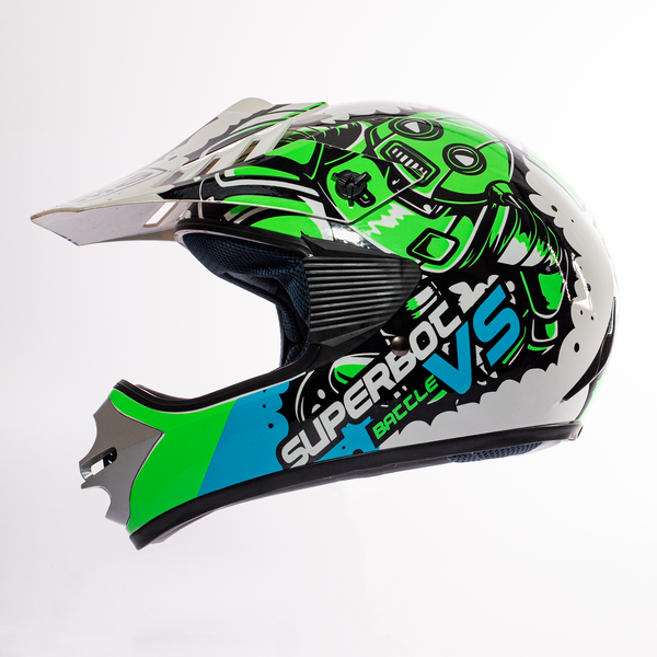 Casco Niño Yoge Cross Robot Verde