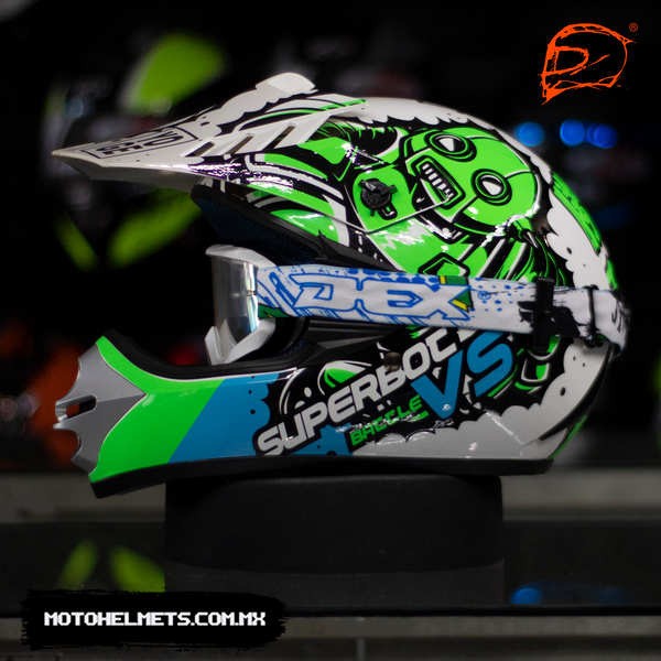 Casco Niño Yoge Cross Robot Verde
