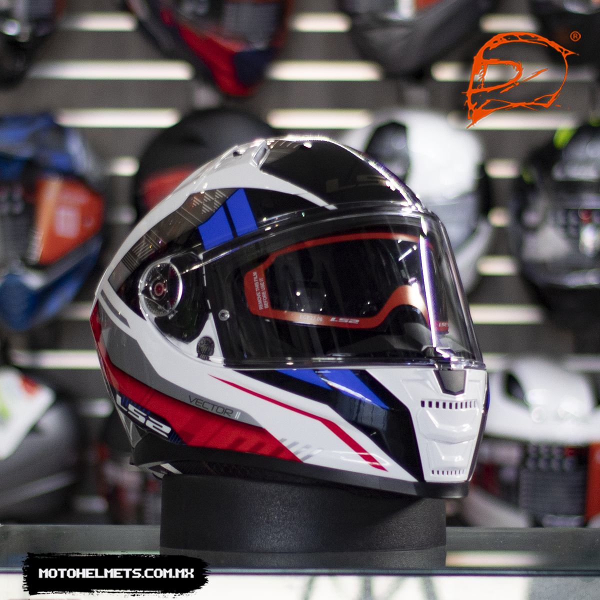 Casco Integral LS2 Vector II Stylus Blanco Rojo Mate