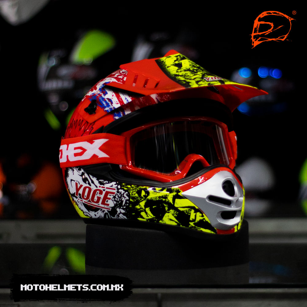 Casco Yoge Nino Cross Craneo Rojo Moto Helmets Sebastian