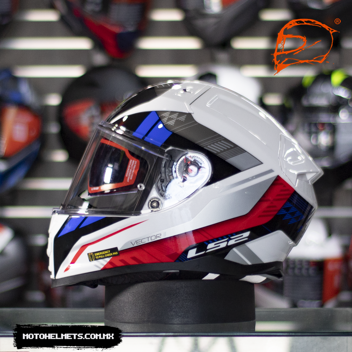 Casco Integral LS2 Vector II Stylus Blanco Rojo Mate