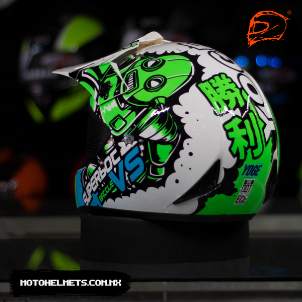 Casco Niño Yoge Cross Robot Verde