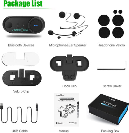 Intercomunicador Bluetooth Inalambrico Freedconn T-Com Vb 6 Nuevo Con Conexion Grupal