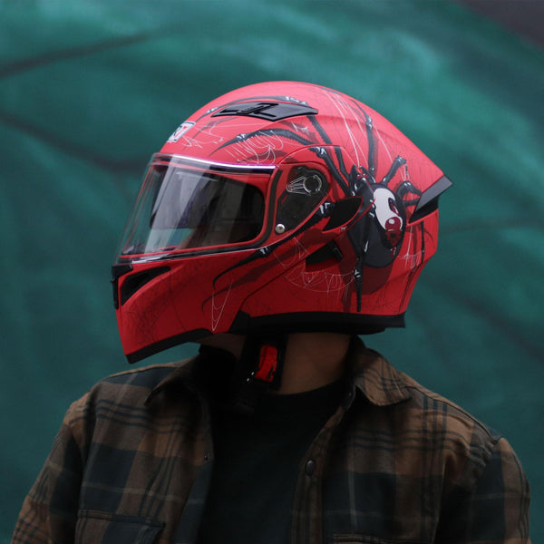 Casco Abatible R7 Unscarred Spider Ngo/Rjo/Bco - Moto Helmets  -  - Abatibles, Cascos, Modulares