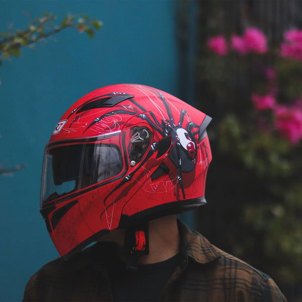 Casco Abatible R7 Unscarred Spider Ngo/Rjo/Bco - Moto Helmets  -  - Abatibles, Cascos, Modulares