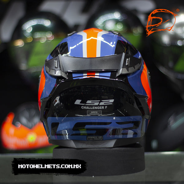 Casco Integral Ls2 Challenger Galactic Azul Naranja Brillo FF327